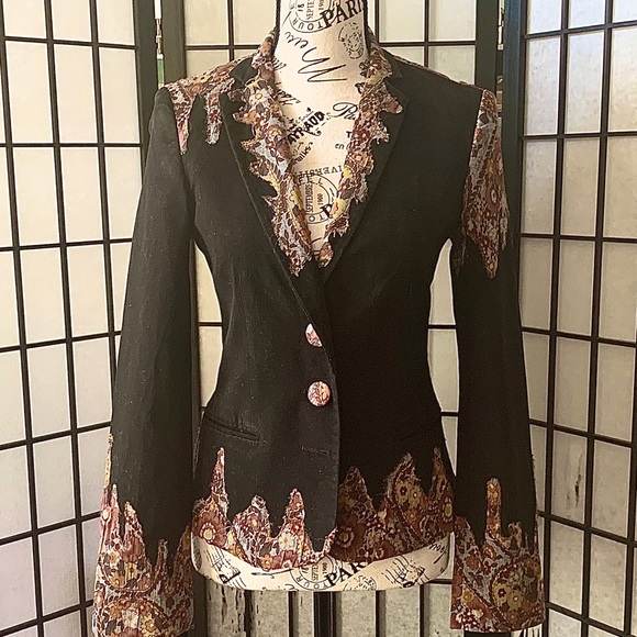 Moschino Jeans Brown Gold Gray Blazer Jacket 6 - Picture 5 of 7